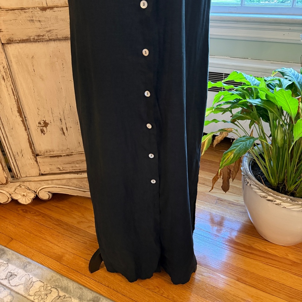 Vintage Valerie Steven’s Pure Linen Sleeveless Maxi Shirt Dress. Black. Sz 8 - Picture 6 of 12